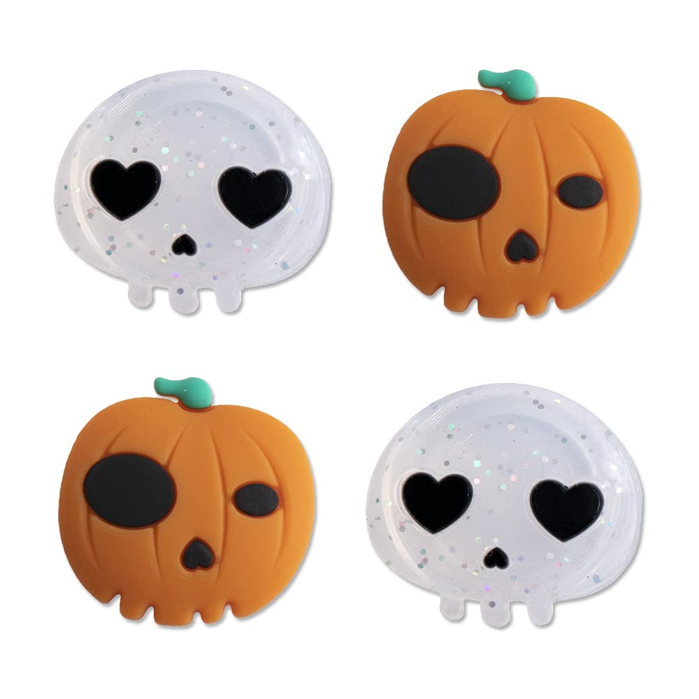 PERFECTSIGHT Switch Thumb Grips Cute Halloween Joystick Caps for Nintendo Switch 4 PCS Thumbstick Cover for Switch Lite Switch OLED Analog Stick Button Cover for NS Joycon Controller Skull Pumpkin