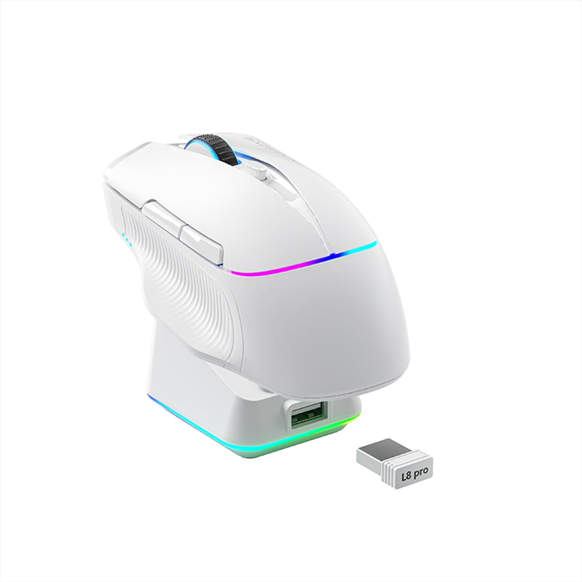 Machenike 8KHz Wireless Gaming Mouse with RGB Charging Dock 26 000 DPI PAW3395 Sensor RGB Backlit 6 Programmable Buttons Long Battery Life Gaming Mice Compatible with PC Mac