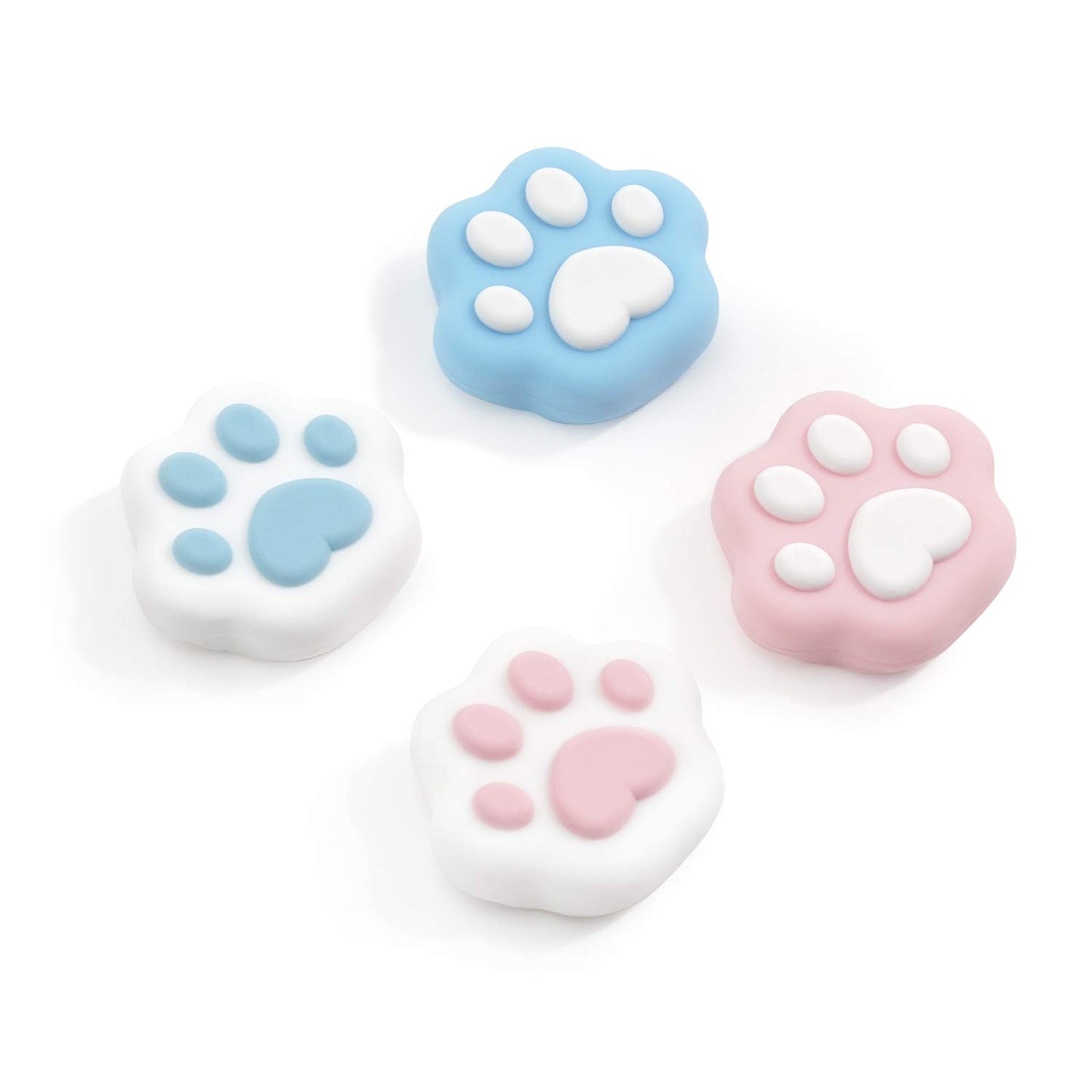 GeekShare Cat Paw Shape Thumb Grip Caps Soft Silicone Joystick Cover Compatible with Switch/OLED/Switch Lite 4PCS (Pink & Blue)
