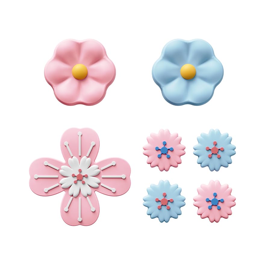 JEMDO Cute Flower Switch Thumb Grip Caps Compatible with Nintendo Switch/OLED/Lite Soft Silicone Cross D-Pad Button Caps Set ABXY Key Buttons Joystick Cap Covers Accessories