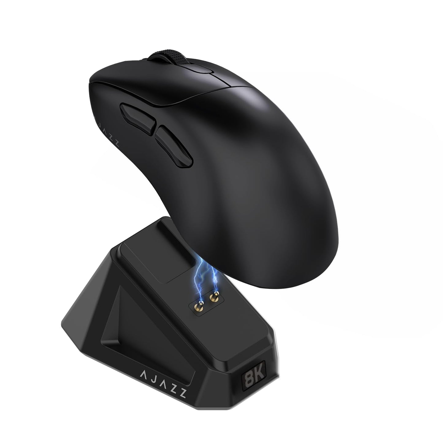 AJ179PRO PAW3395 26000 DPI Gaming Mouse 8000Hz Polling Rate 58g Ultra-Light Tri-Mode (2.4G/Wired/Bluetooth 5.2) Magnetic RGB Charging Dock Ergonomic Right-Hand Design Black