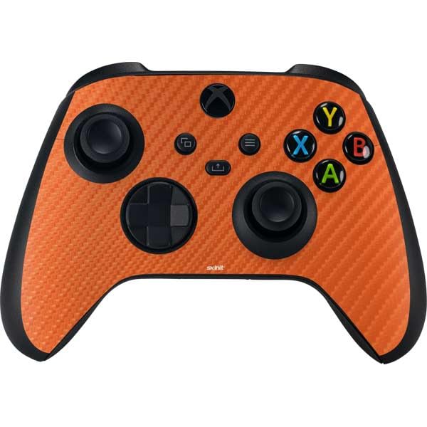 Skinit Decal Gaming Skin Compatible with Xbox Series X Controller - Orange Carbon Fiber Specialty Texture Material Design