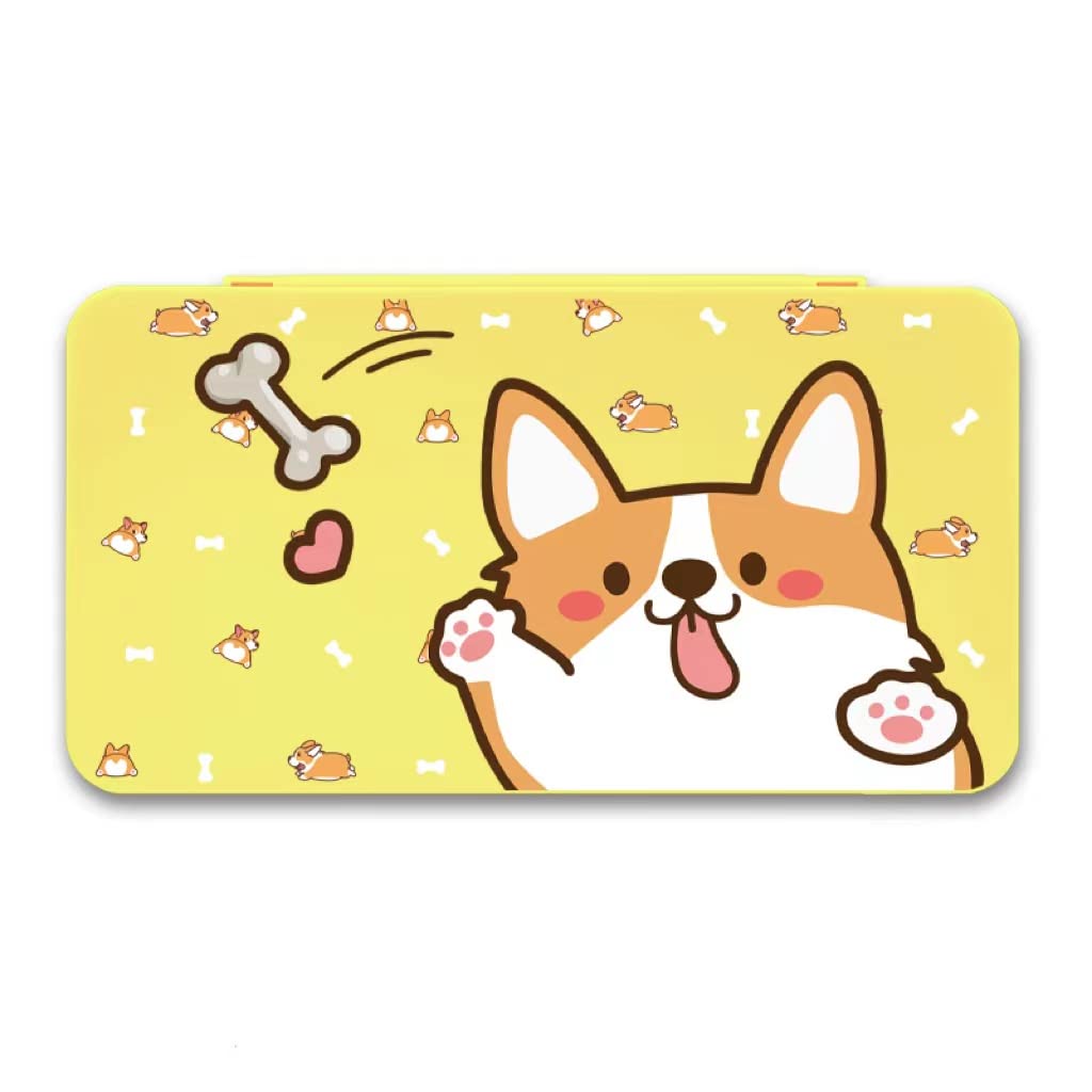 PERFECTSIGHT Cute Game Case Compatible with Nintendo Switch/Switch Lite/OLED 24 Game refill unit Holder and 48 SD Card Storage Kawaii Portable Storage Box - Corgi
