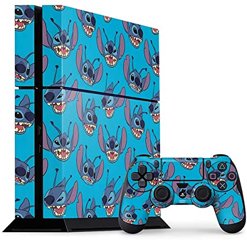 Skinit Decal Gaming Skin Compatible with PS4 Console and Controller Bundle - Officially Licensed Disney Lilo and Stitch Face Expression Pattern Design