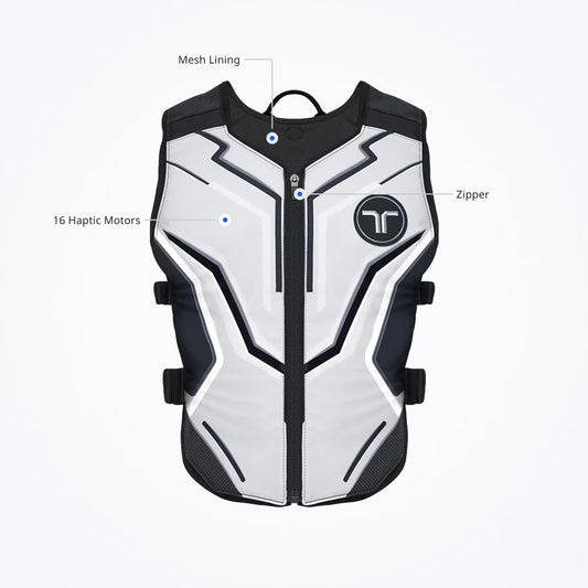 bHaptics TactSuit Air ASH - Lightweight Haptic VR Vest, 16 Motors, Wireless, White, Model BHTV16M1D