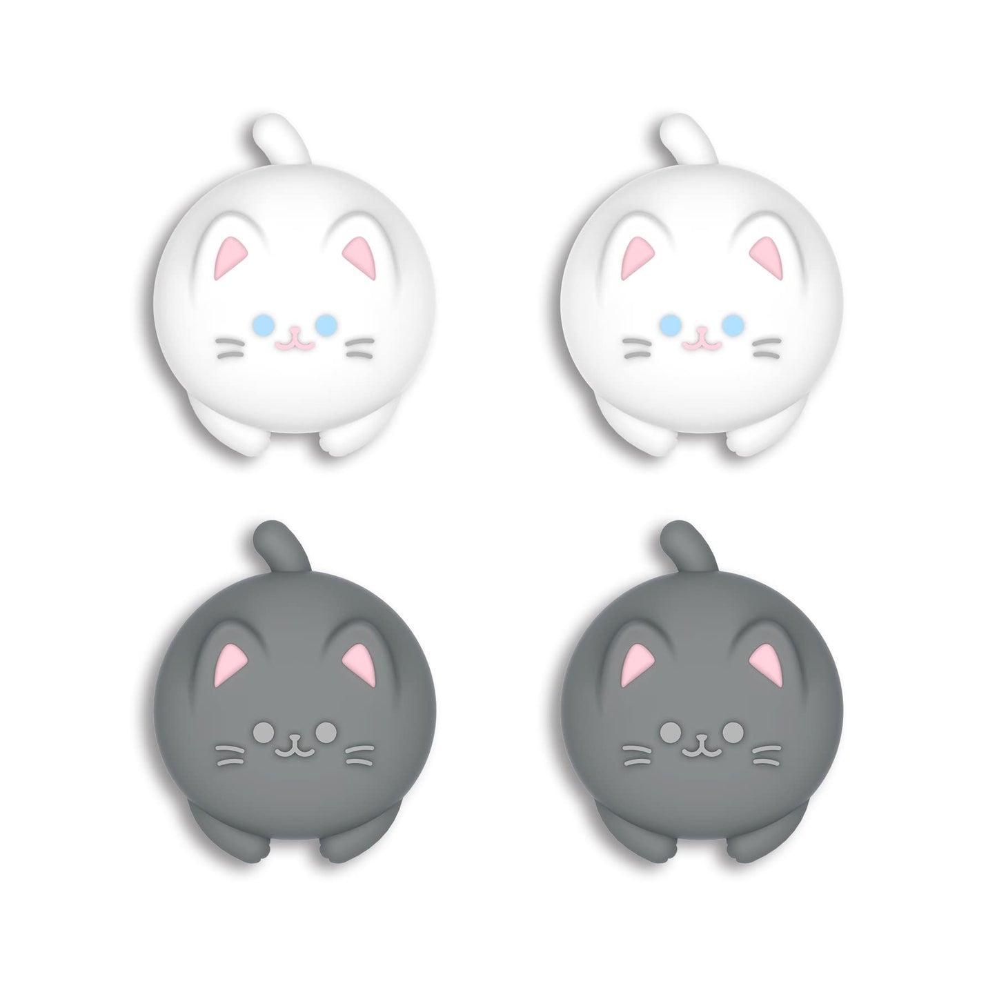 PlayVital Thumb Grips for Nintendo Switch 2 | Kawaii Silicone Joystick Caps (4-Pack) - Cute Accessories Animal Design Thumbstick Covers for Joycon 2 - Cutie Kitty