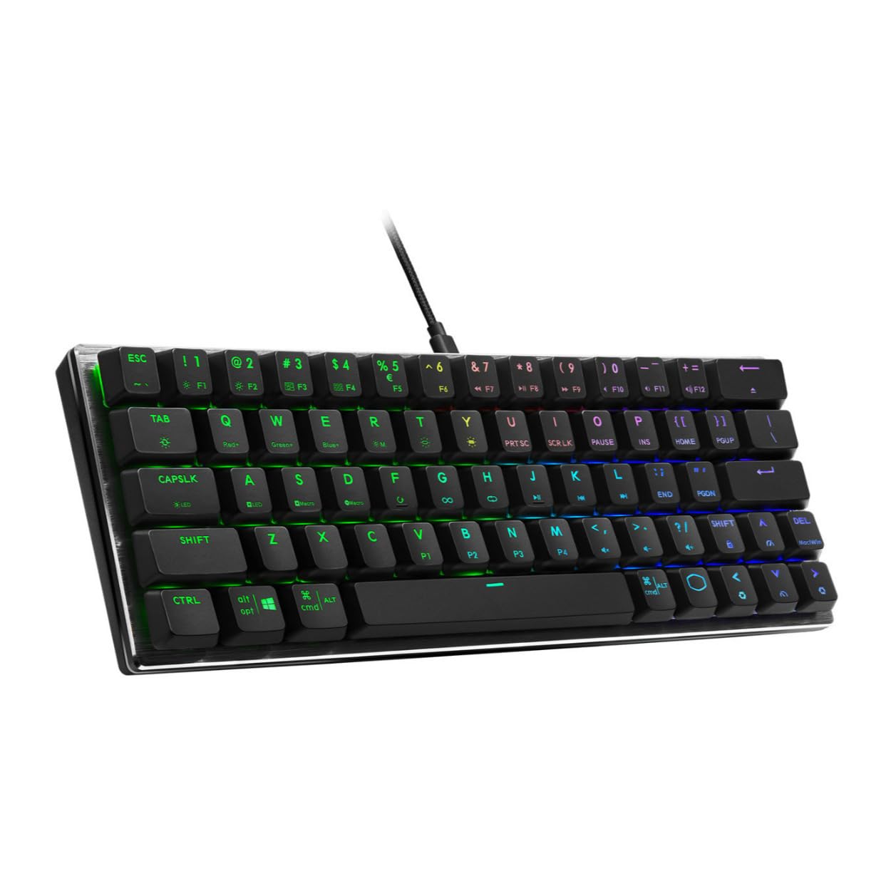 Cooler Master SK620 60% Space Gray Mechanical Low Profile Gaming Keyboard, Click Blue Switches, Customizable RGB, Ergonomic Desi