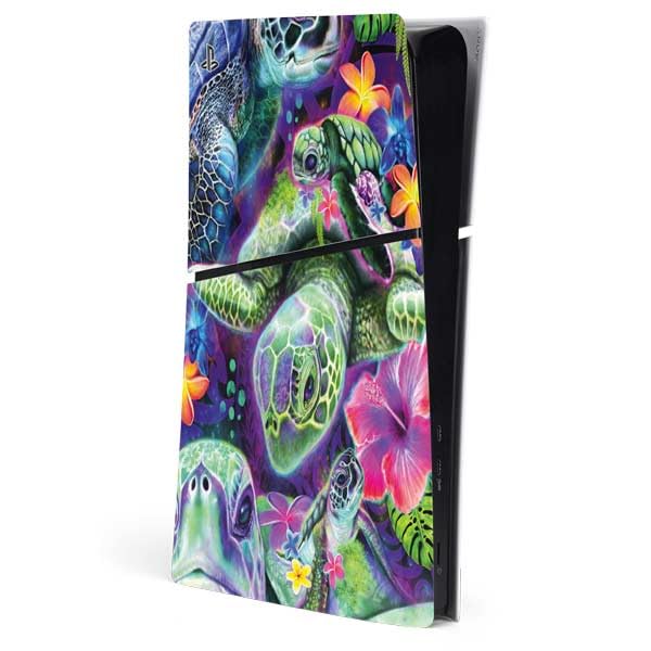 Skinit Decal Gaming Skin Compatible with PS5 Slim Digital Edition Console - Officially Licensed Rainbow Sea Turtles by Sheena Pike Design