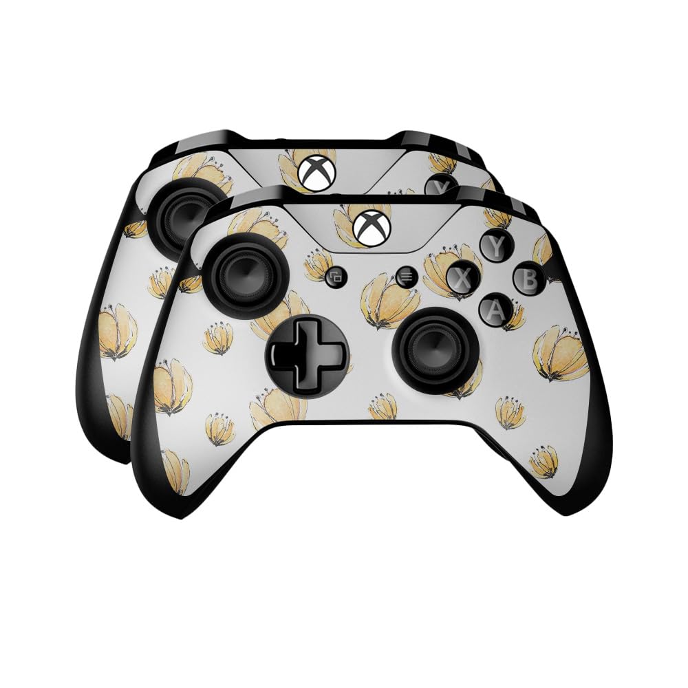 Glossy Glitter Skin Compatible with Microsoft Xbox One Controller (2 Pack) - Yellow Poppy - Premium 3M Vinyl Protective Wrap Decal Cover - Easy to Apply | Crafted in The USA by MightySkins