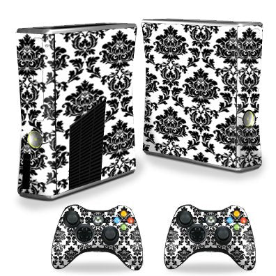 MightySkins Skin Compatible with X-Box 360 Xbox 360 S Console - Vintage Damask | Protective, Durable, and Unique Vinyl Decal wra