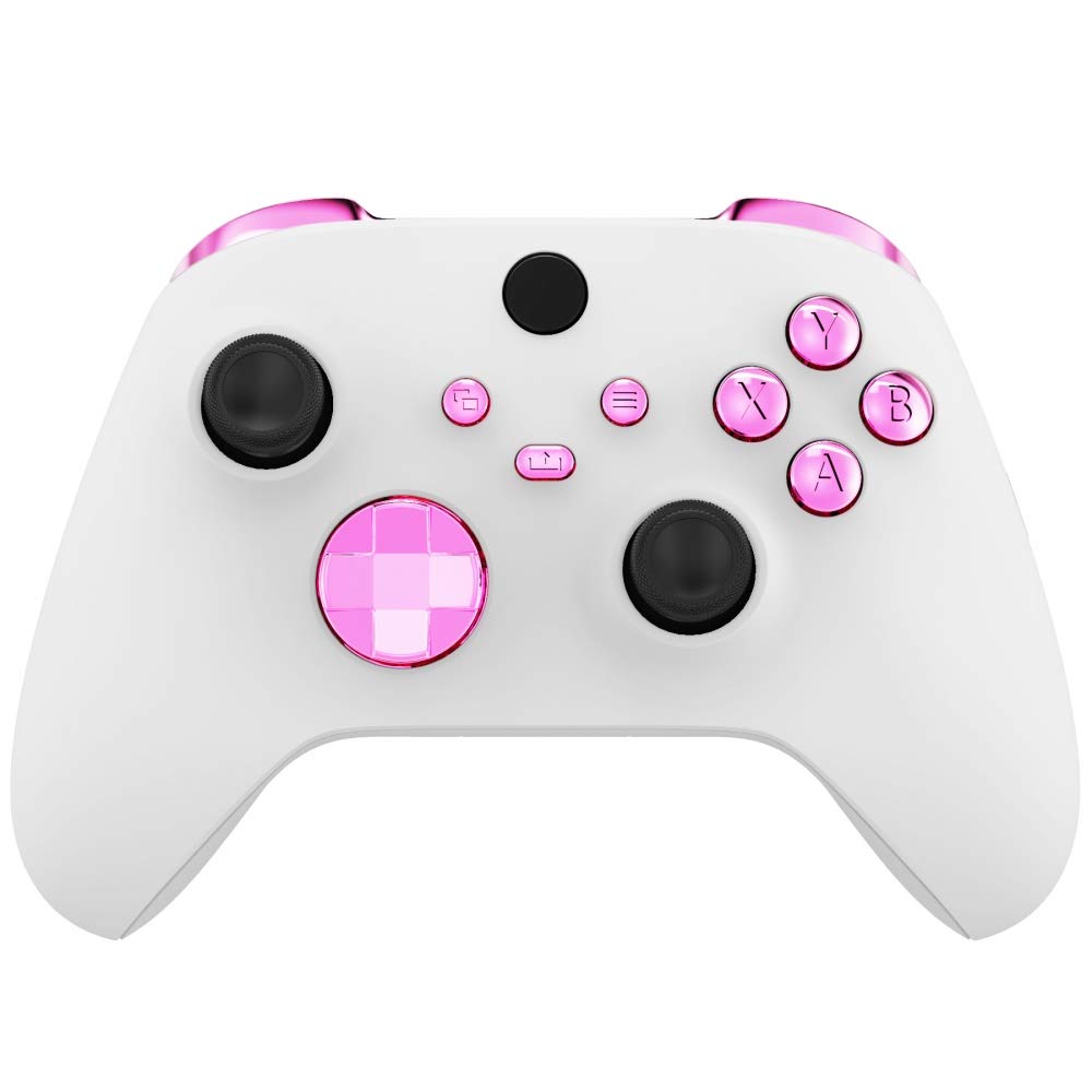 eXtremeRate Replacement Buttons for Xbox Core Wireless Controller, Chrome Pink Glossy Custom LB RB LT RT Bumpers Trigers Dpad AB