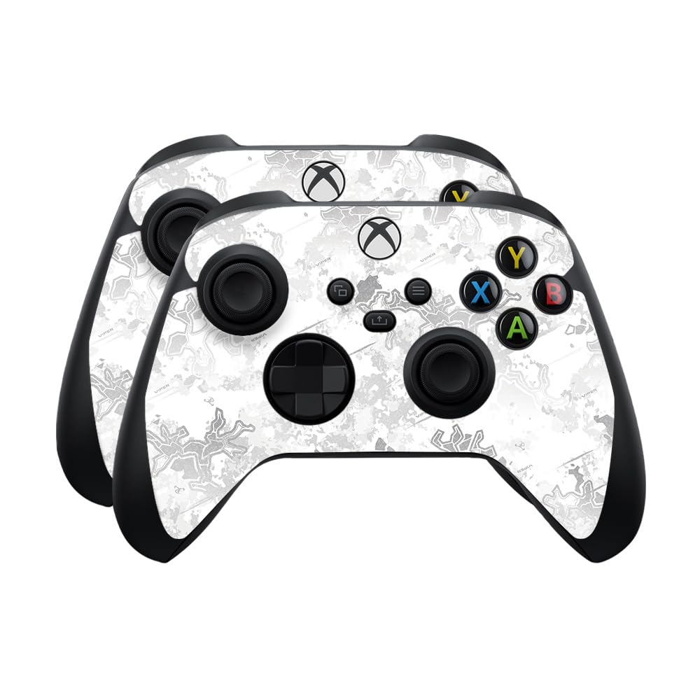 Glossy Glitter Skin Compatible with Microsoft Xbox Series X|S Controller (2 Pack) - Viper Snow - Premium 3M Vinyl Protective Wrap Decal Cover - Easy to Apply | Crafted in The USA by MightySkins