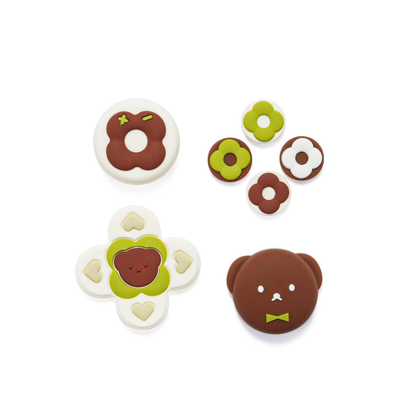 GeekShare Cross D-Pad Button Caps Thumb Grip Caps Set Compatible with Switch/OLED ABXY Key Buttons Sticker Cover Caps for Switch Kuma Donut
