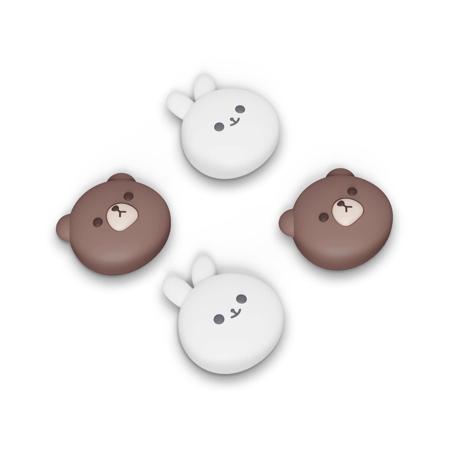 PlayVital Joystick Caps for Nintendo Switch Thumbstick Grips for Switch Lite Analog Cover for OLED Joycon Thumb Grip Caps - Chubby Bear & Smiley Bunny