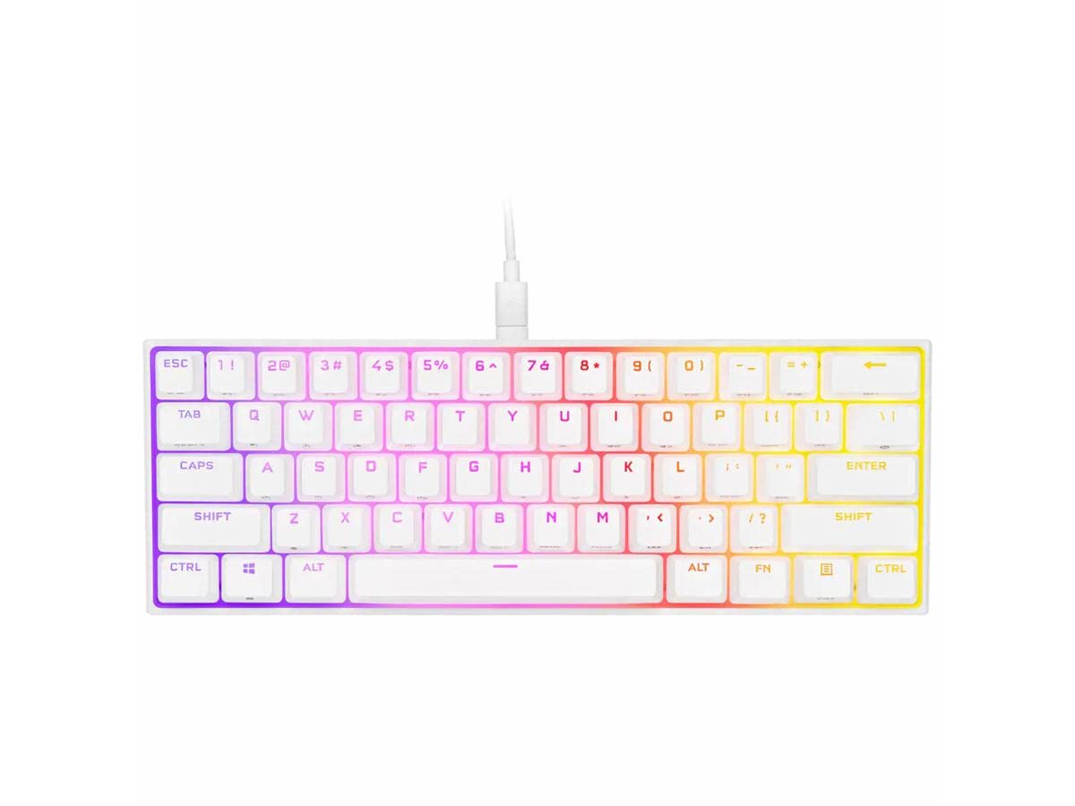 Corsair K65 RGB MINI 60% Mechanical Wired Gaming Keyboard - Cherry MX Speed Switches - PBT Double-Shot Keycaps - iCUE Compatible - QWERTY NA - White