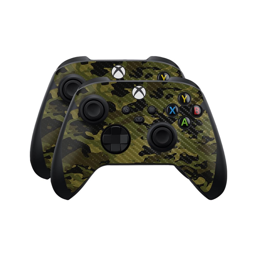Carbon Fiber Skin Compatible with Microsoft Xbox Series X|S Controller (2 Pack) - Green Camouflage - Premium 3M Vinyl Protective Wrap Decal Cover - Easy to Apply | Crafted in The USA by MightySkins