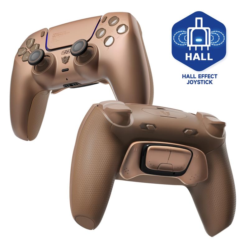 HEXGAMING ULTIMATE PRO Gaming Controller Compatible with ps5/PC/Mobile - 4 Back Buttons 6 Custom Profiles Adjustable Triggers 8 Swappable Thumbsticks - Hall Effect Stardust Mocha
