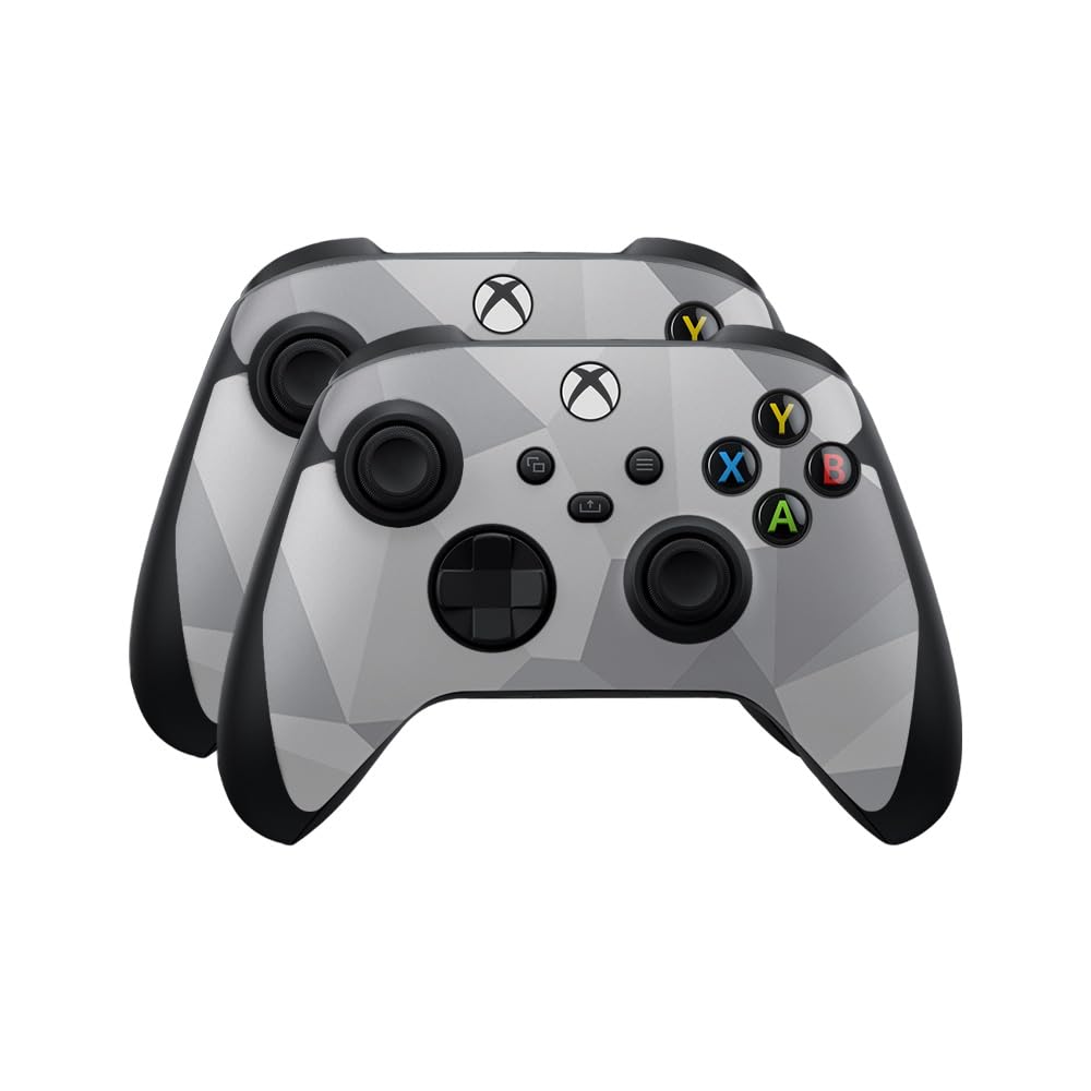 Skin Compatible with Microsoft Xbox Series X|S Controller (2 Pack) - Gray Polygon - Premium 3M Vinyl Protective Wrap Decal Cover - Easy to Apply | Crafted in The USA by MightySkins