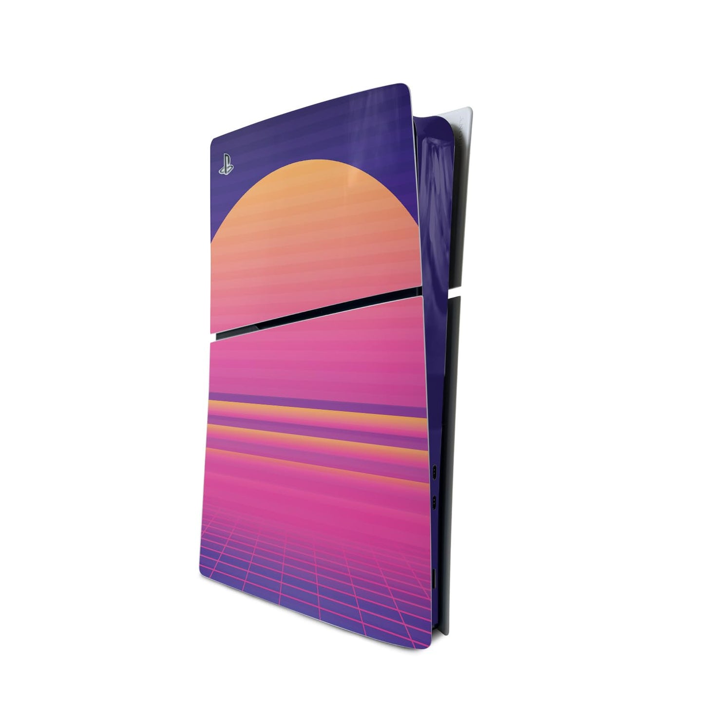 MightySkins Skin Compatible with PlayStation 5 Slim Digital Edition Console Only - Synthwave Sunset | Protective Durable and Unique Vinyl Decal wrap Cover | Easy to Apply | Made in The USA