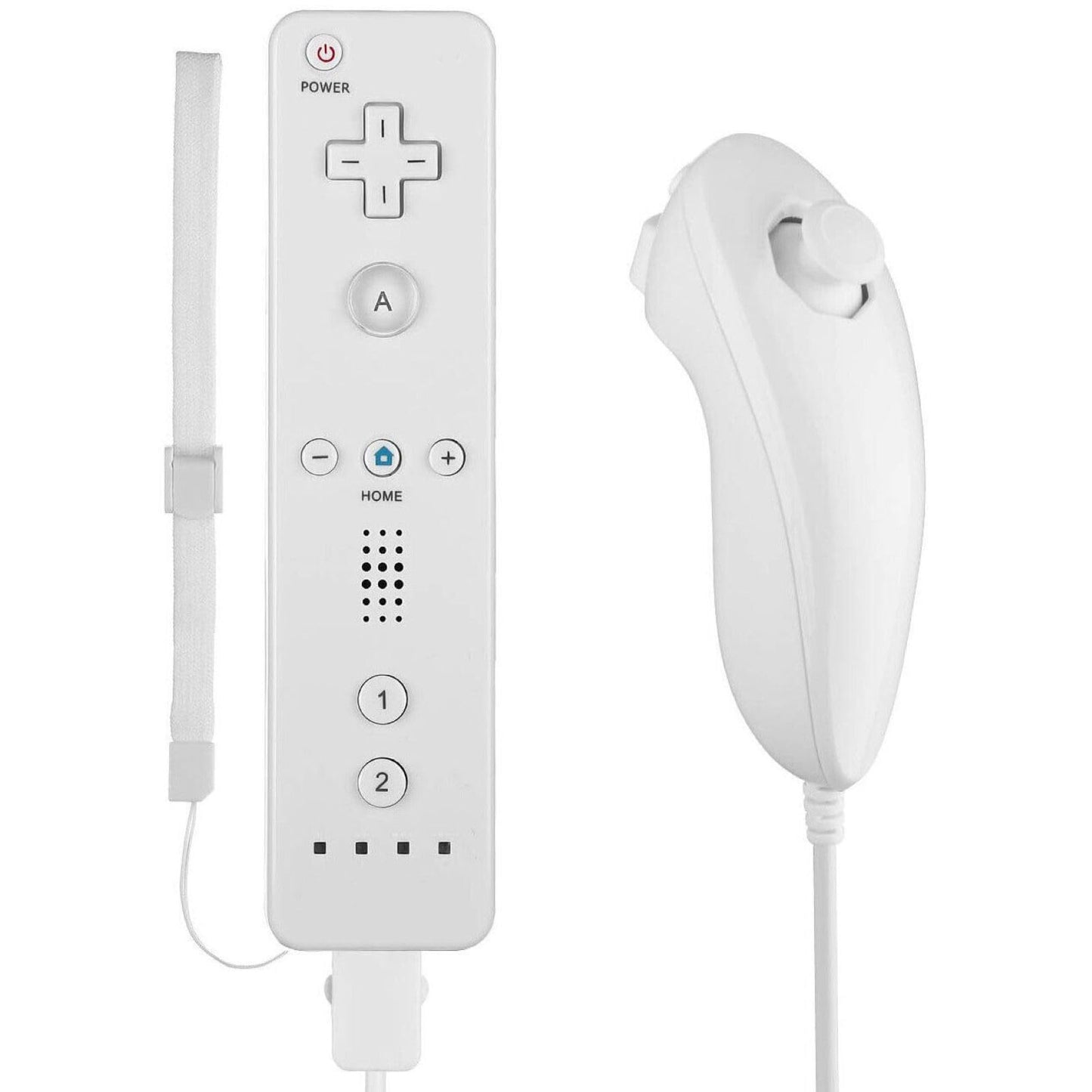 Lyyes Remote Controller for Wii Wii Remote and Nunchuck Controllers with Silicon Case and Strap for Wii and Wii U (White)
