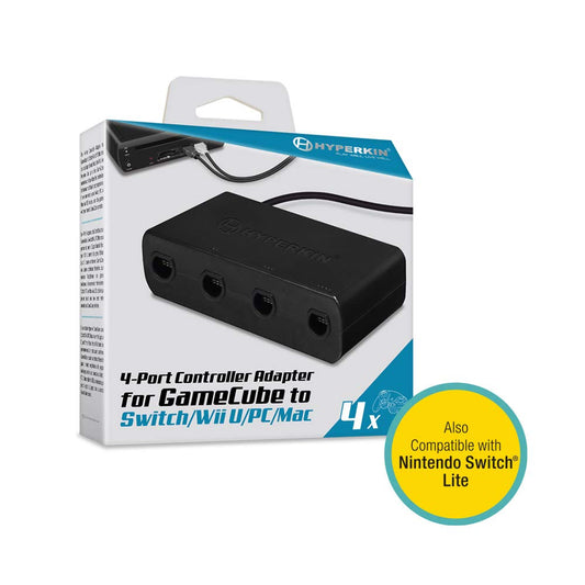 Hyperkin 4-Port Controller Adapter for Nintendo GameCube, Switch, Wii U - Black, Model M07149