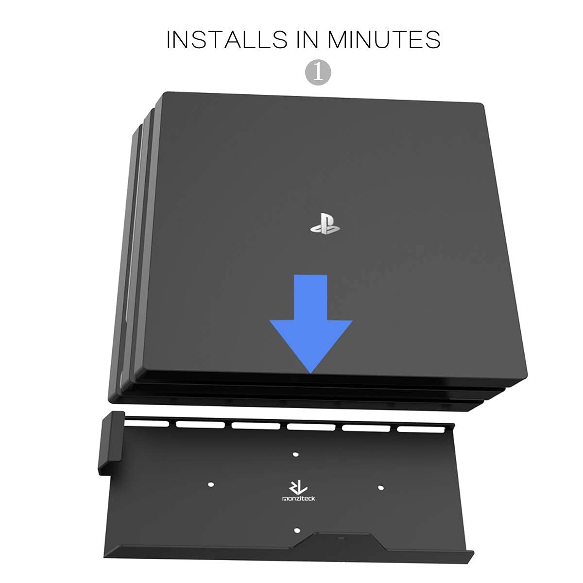 Monzlteck Wall Mount for PS4 Pro - Space Saving, Easy to Install, Fits Near/Behind TV