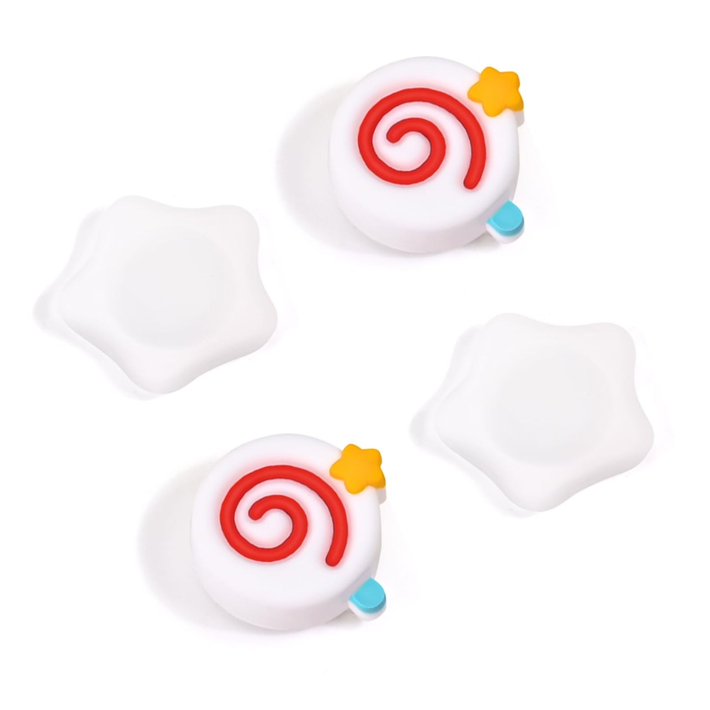 DLseego Thumb Grips Caps Design for Switch/Switch OLED/Switch Lite Console Soft Silicone Joycon Analog Controller Protective Anti-Slip Covers 4PCS Button Joy Con Joystick Caps Stars Lollipop - White