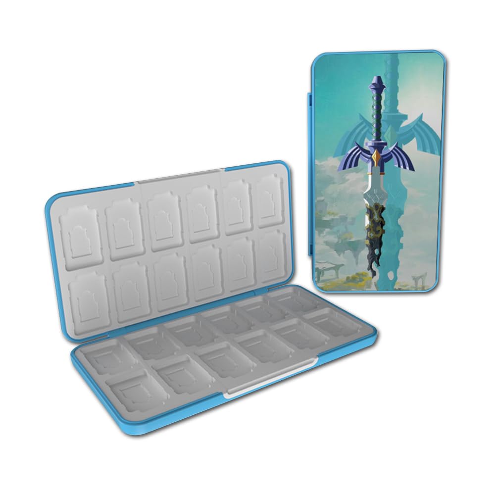 PERFECTSIGHT Switch Game Card Case for Nintendo Switc 2/ OLED/ Lite 24 Switch Game Holder refill unit Case with 24 Game & 48 Micro SD Cards Storage Skyward decorative item