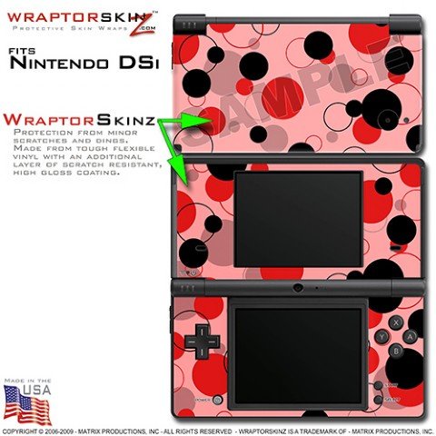 WraptorSkinz Decal Style Skin Compatible with Nintendo DSi - Lots of Dots Red on Pink Skin Kit