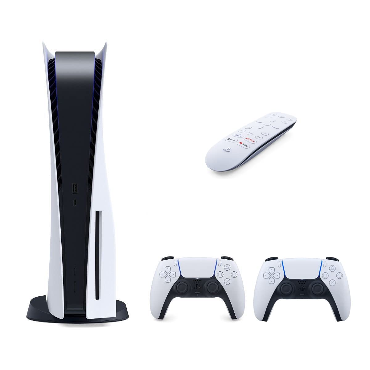 PS5 Disc Edition Gaming Console System Bundle - Includes: Extra PS5 Dualsense Controller and PS5 Media Remote - System Bundle PS5 Controller Accessories (Renewed)