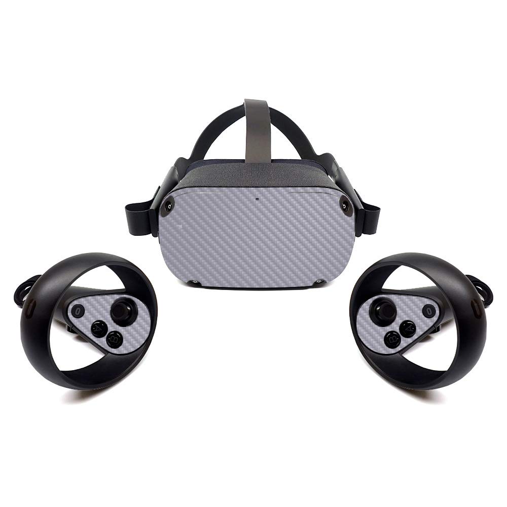 MightySkins Carbon Fiber Skin for Oculus Quest - Gray | Protective Durable Textured Carbon Fiber Finish | Easy to Apply Remove and Change Styles | Made in The USA (CF-OCQU-Solid Gray)