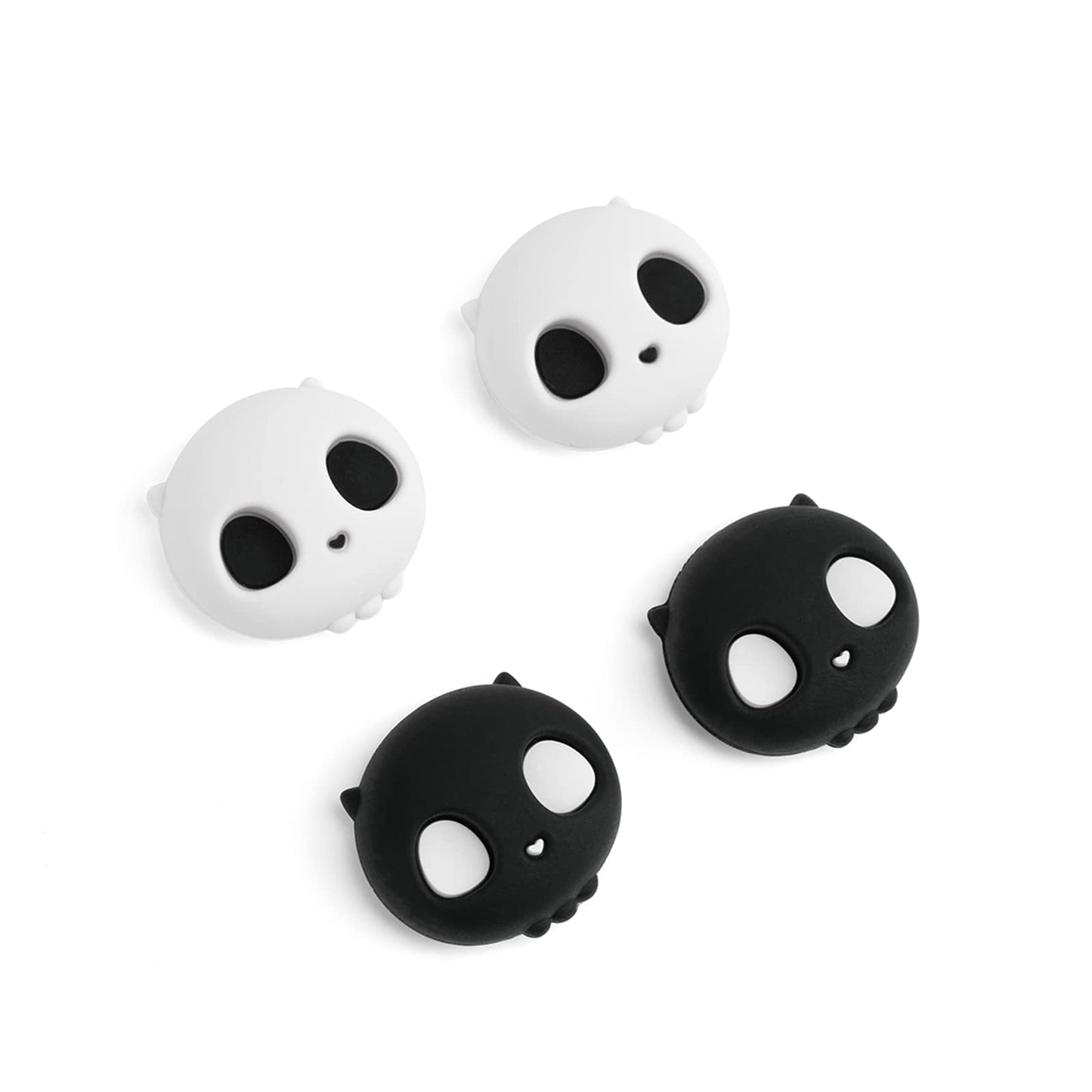 GeekShare Cute Silicone Joycon Thumb Grip Caps Joystick Cover Compatible with Nintendo Switch / OLED / Switch Lite 4PCS -- Skull (Black & White)