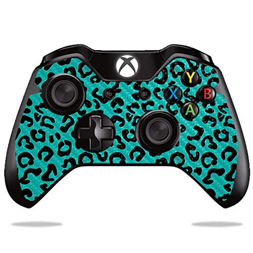 MightySkins Carbon Fiber Skin for Microsoft Xbox One or One S Controller - Teal Leopard | Protective Durable Textured Carbon Fiber Finish | Easy to Apply Remove and Change Styles | Made in The USA