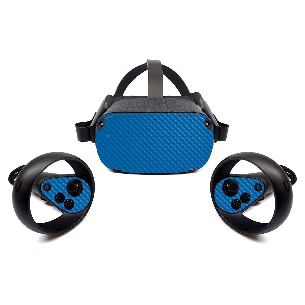 MightySkins Carbon Fiber Skin for Oculus Quest - Blue | Protective Durable Textured Carbon Fiber Finish | Easy to Apply Remove and Change Styles | Made in The USA (CF-OCQU-Solid Blue)