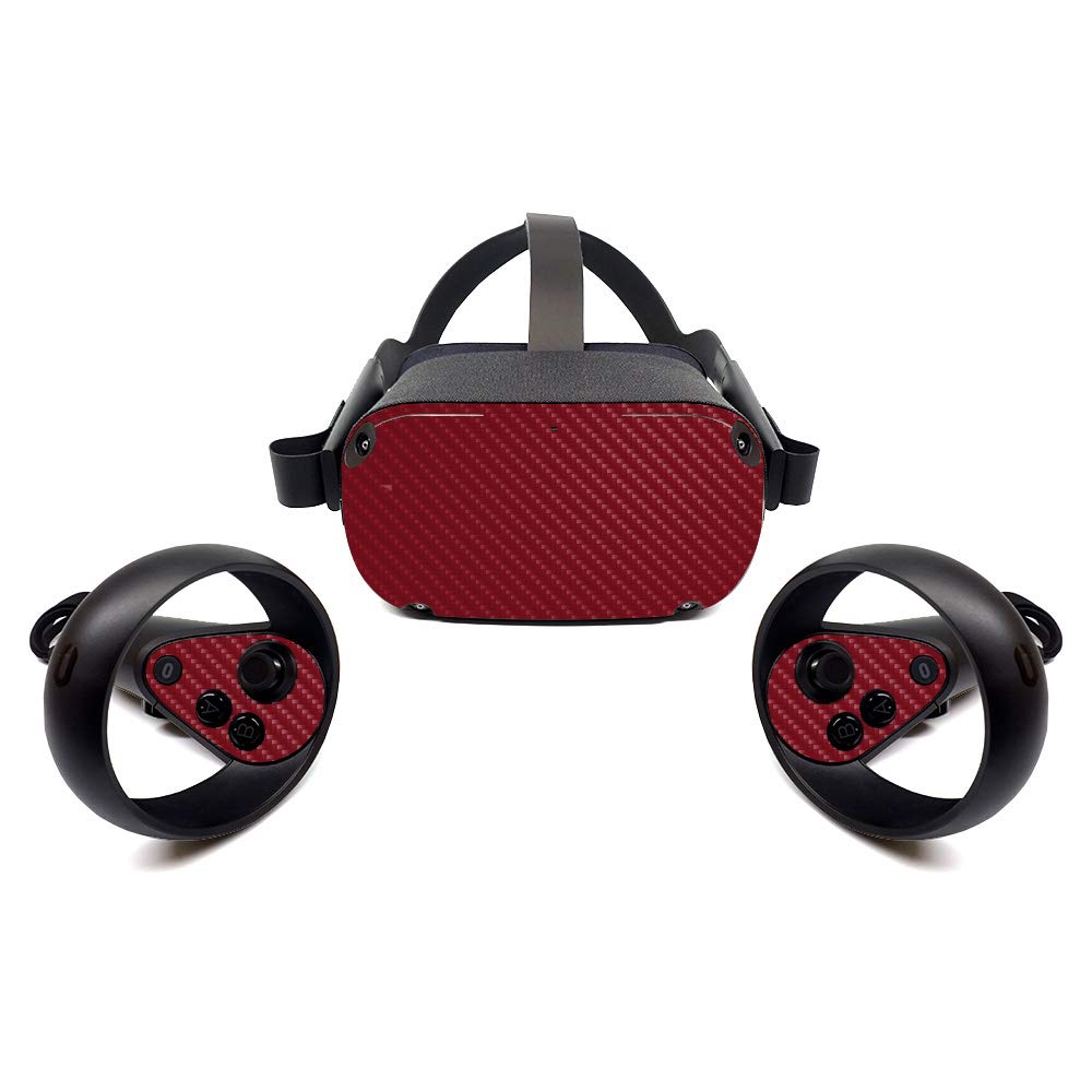 MightySkins Carbon Fiber Skin for Oculus Quest - Burgundy | Protective Durable Textured Carbon Fiber Finish | Easy to Apply Remove and Change Styles | Made in The USA (CF-OCQU-Solid Burgundy)