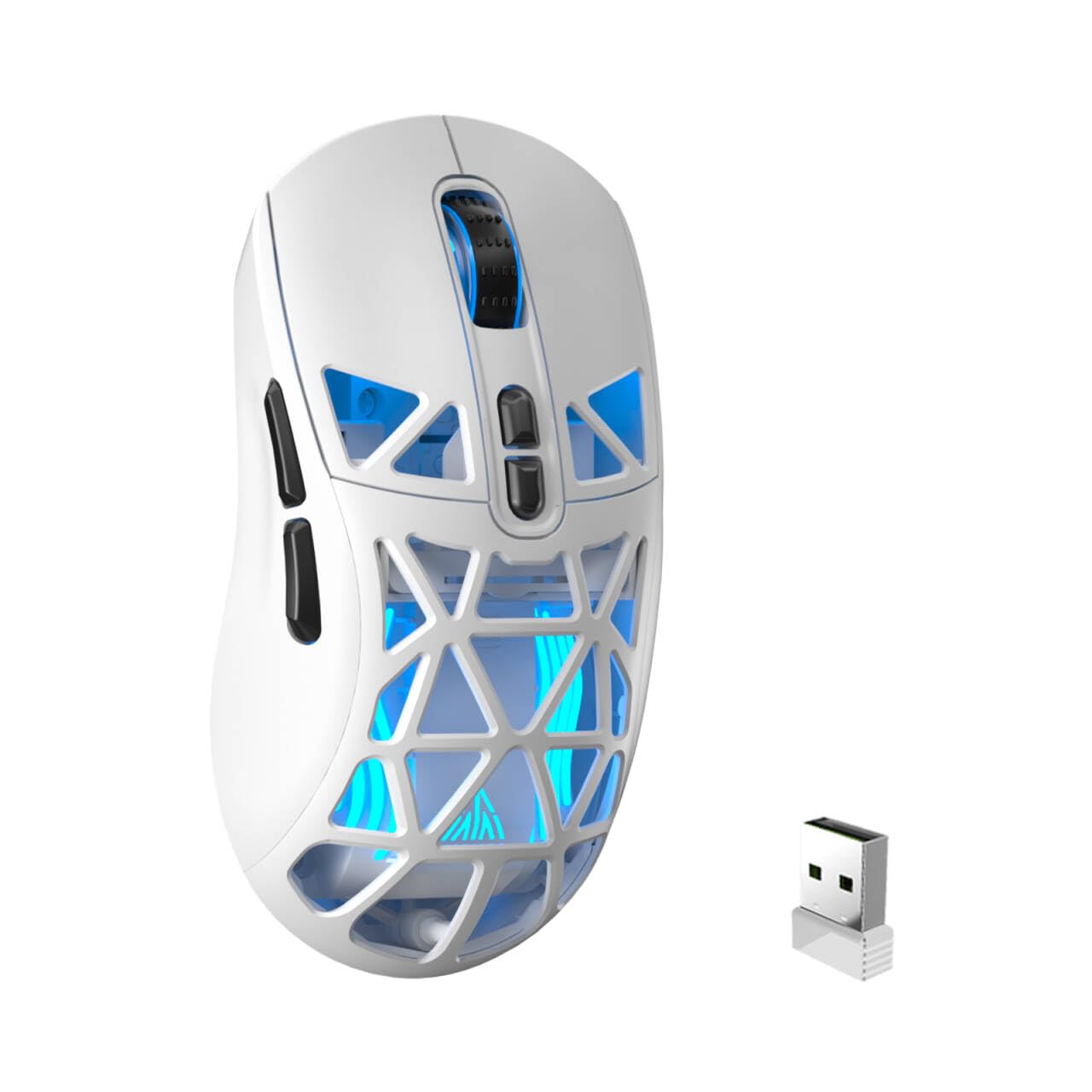 CORBOBO SOLAKAKA SM802 Wireless Gaming Mouse 24 000 DPI Max Tri-Mode 2.4GHz/BT/Wired USB Rechargeable White Mouse with RGB Programmable Macro Buttons 68g Lightweight Computer Mouse for Laptop/PC/Mac