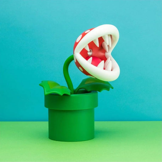 Super Mario Mini Piranha Plant Posable Lamp - Black/White, Standard Size, Officially Licensed Night Light for Gamers and Movie Fans