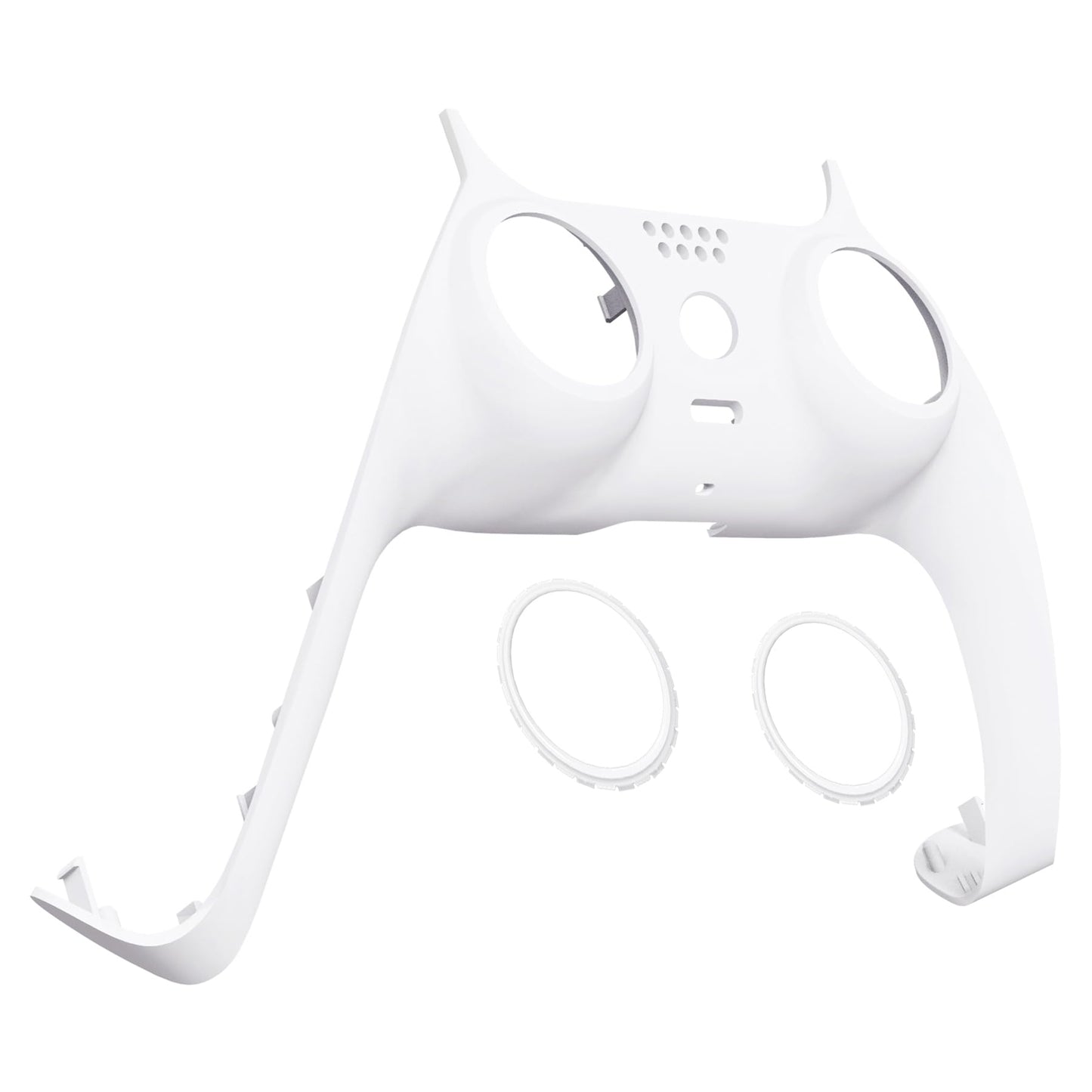 eXtremeRate White Decorative Trim Shell Compatible with p s 5 Controller DIY Replacement Clip Shell Custom Plates Cover Compatible with p s 5 Controller with Accent Rings