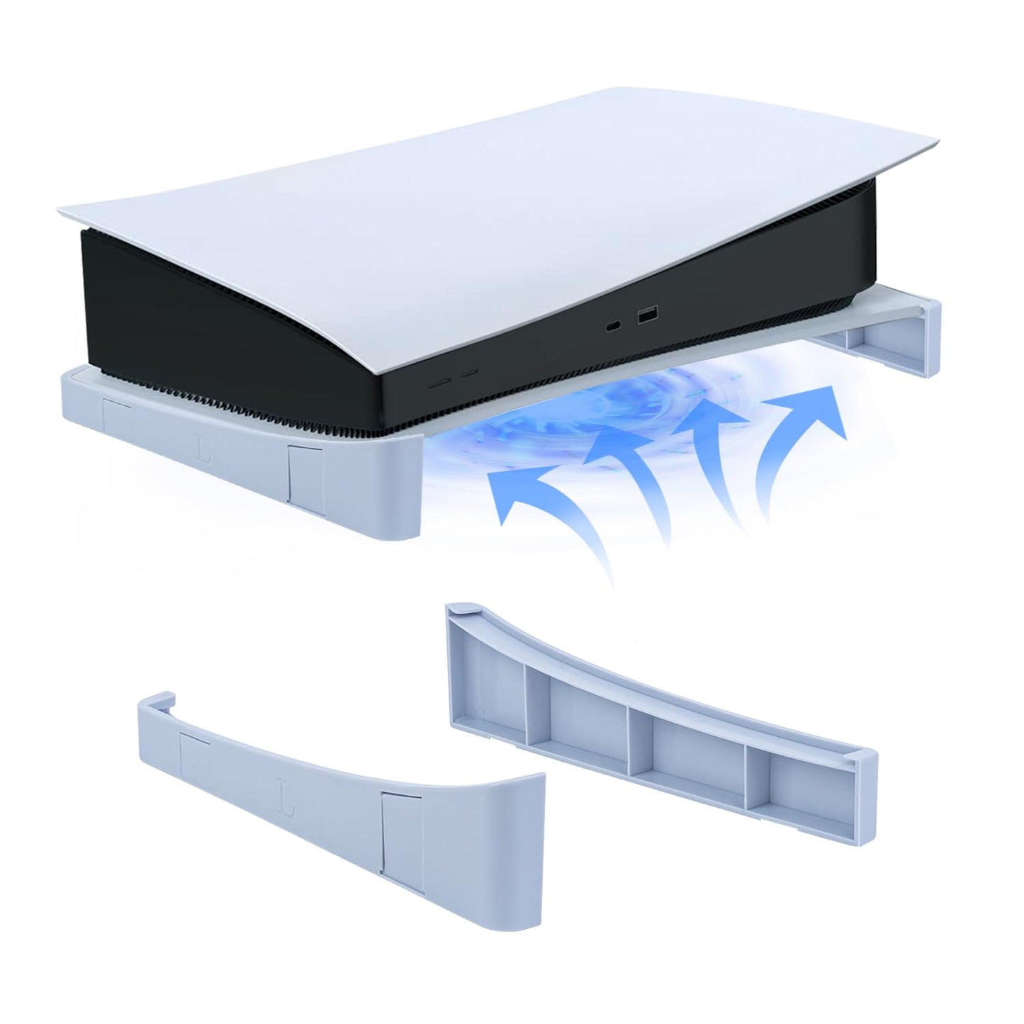 Tolesum Horizontal Stand for PS5 Desk Stand Base Accessories Compatible with PlayStation 5 Disc & Digital Editions - greywhite(Not for PS5 Slim)