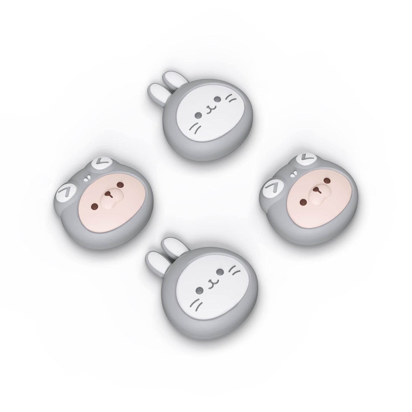 PlayVital Light Gray Joystick Caps for Nintendo Switch Thumbstick Grips for Switch Lite Analog Cover for OLED Joycon Thumb Grip Caps - Cosplaying Kitten & Puppy