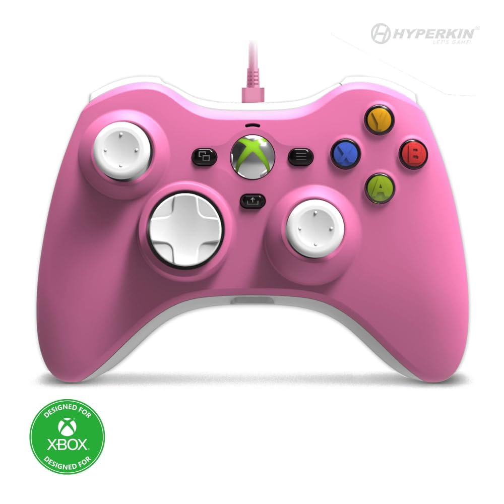 Hyperkin Xenon Wired Controller - Pink - Officially licensed Xbox 360 Controller replica for use with Xbox Series X|S Xbox One Windows 10|11 PC Video Game Controller 3.5MM Audio Jack Impulse Triggers Plug and Play Gaming Gamepad