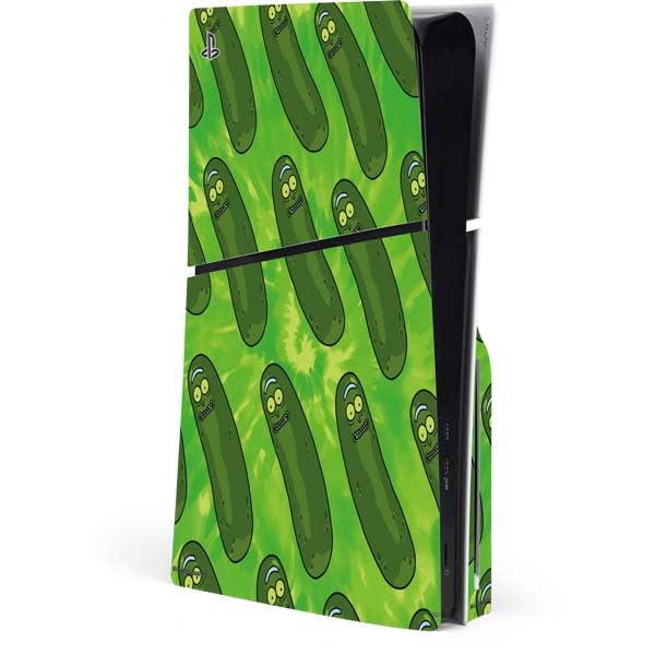 Skinit Decal Gaming Skin Compatible with PS5 Slim Disk Console - Officially Licensed Adult Swim Rick and Morty Pickle Rick Pattern Design