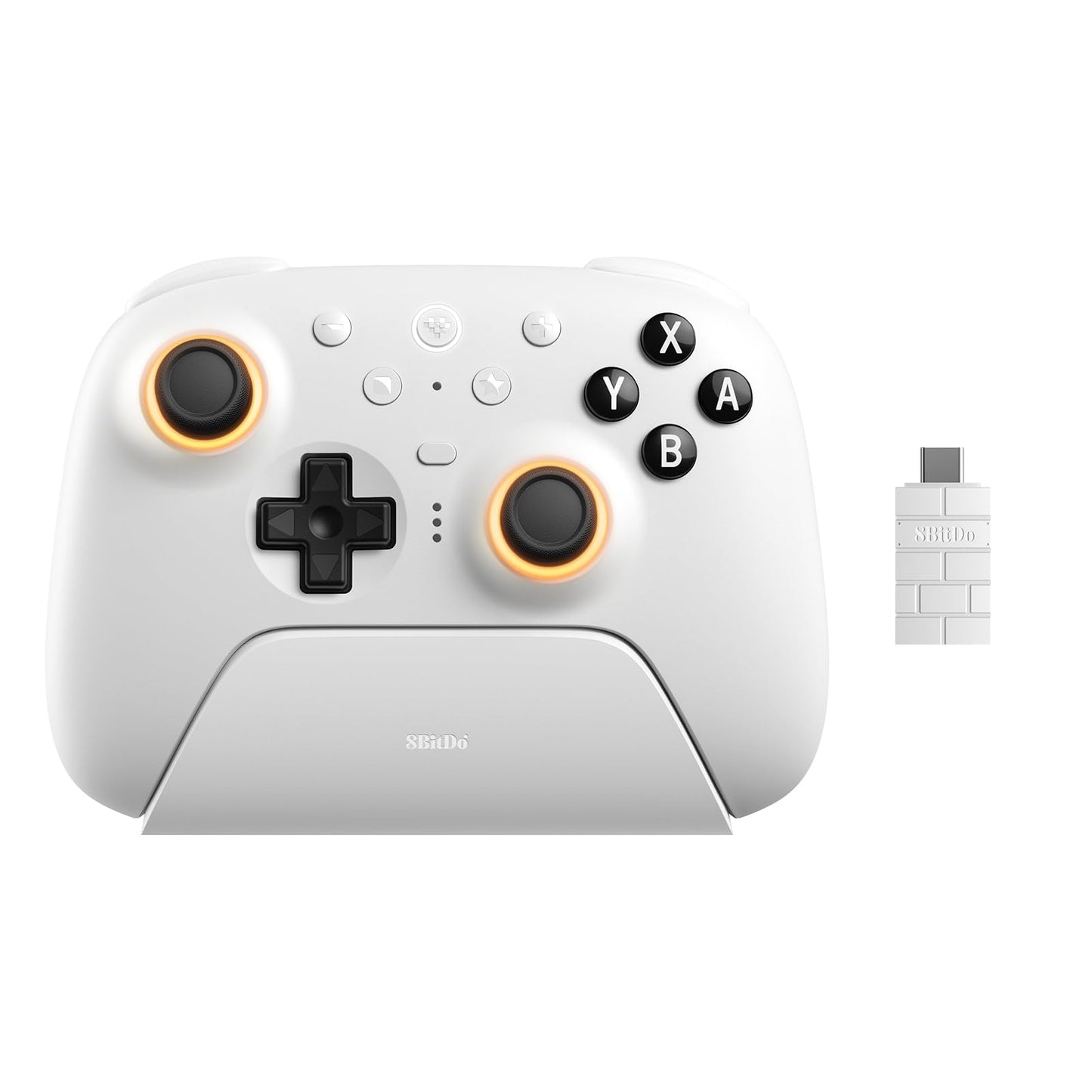 8Bitdo Ultimate 2 Bluetooth Controller for Switch/Switch 2 Windows & PC TMR Joysticks Switch Pro Controller Hall Effect/Tactile Triggers Vibration Motion Control RGB Fire Ring - White