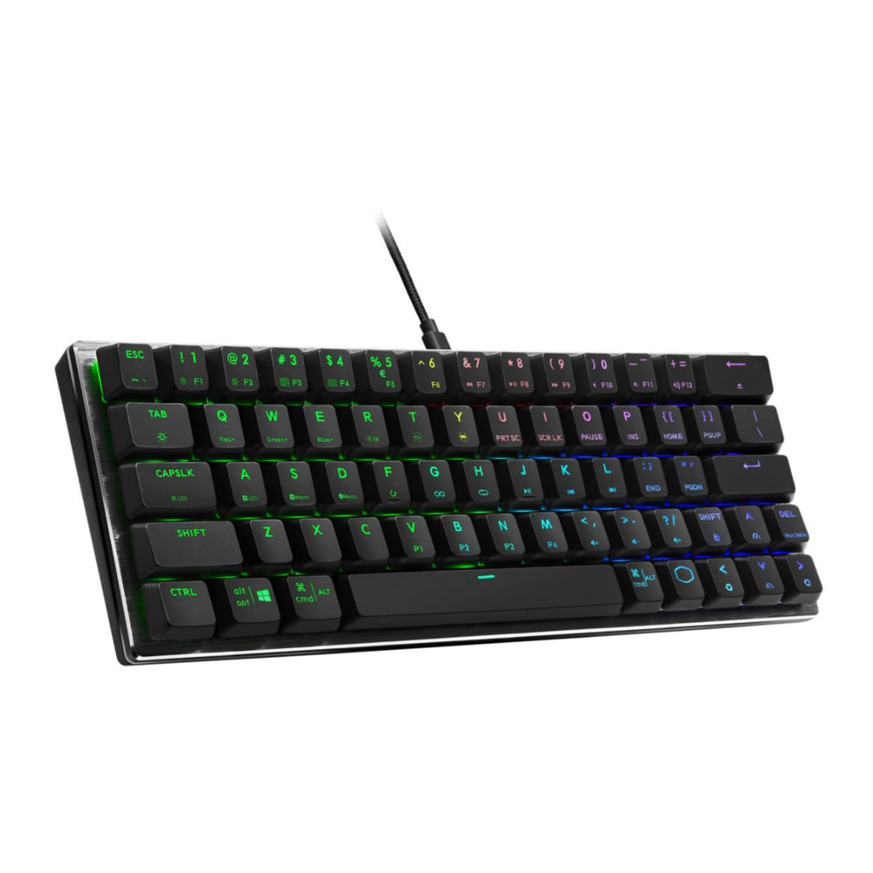 Cooler Master SK620 60% Space Gray Mechanical Low Profile Gaming Keyboard, Linear Red Switches, Customizable RGB, Ergonomic Desi