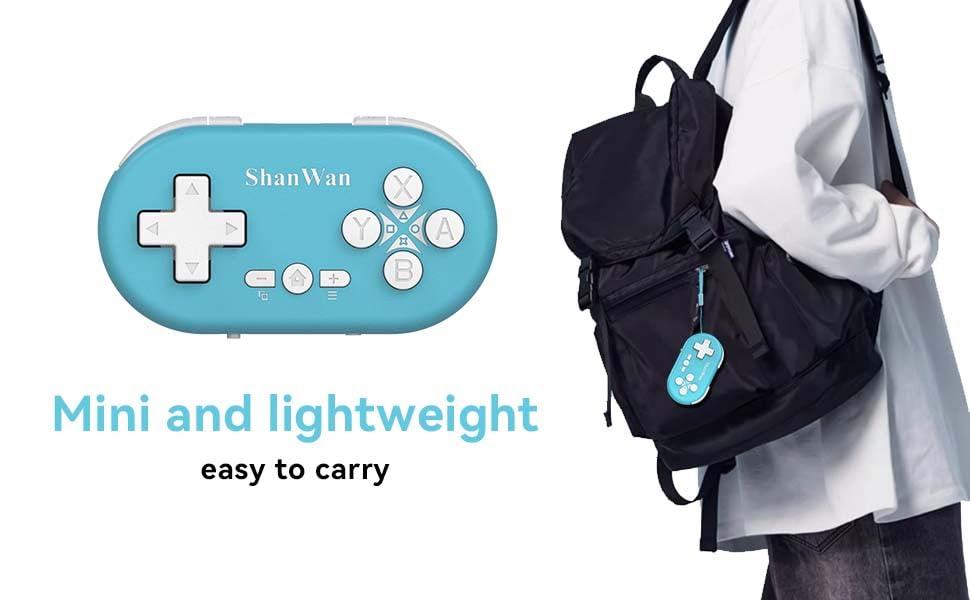 ShanWan Bluetooth Mini Gamepad Controller for Switch, Windows, Android, iOS & PS4 - Kabrilan, Model Q36-XPS-KABRILAN