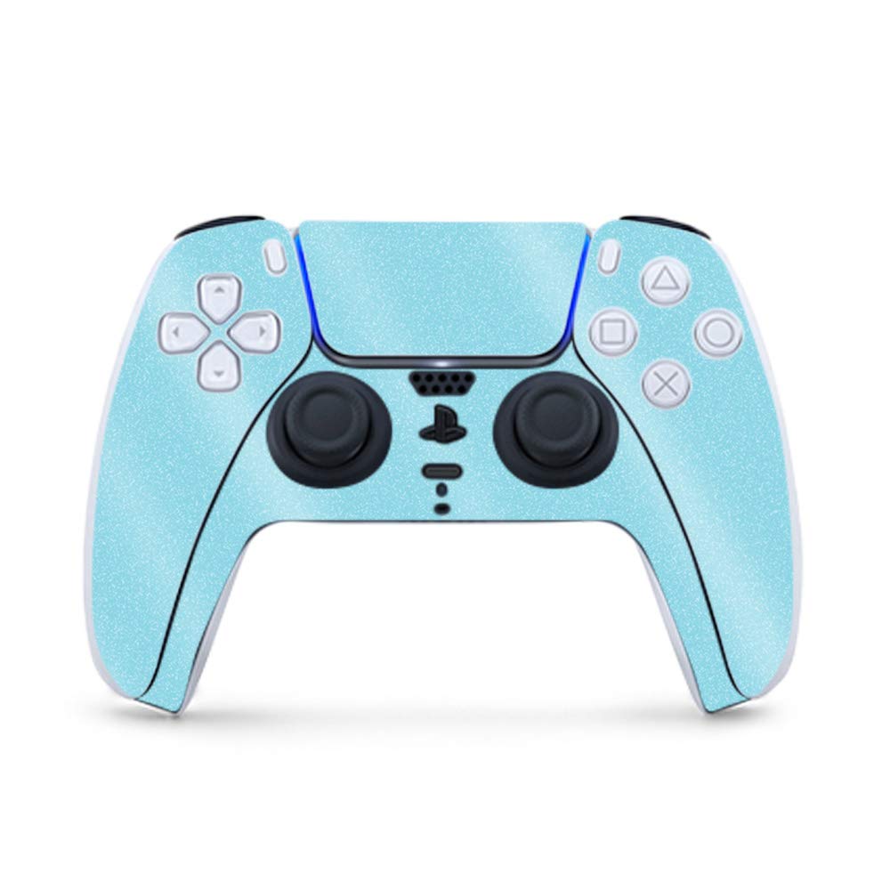 MightySkins Glossy Glitter Gaming Skin for PS5 / PlayStation 5 Controller - Solid Baby Blue | Durable High-Gloss Glitter Finish | Easy to Apply and Change Style | Made in The USA