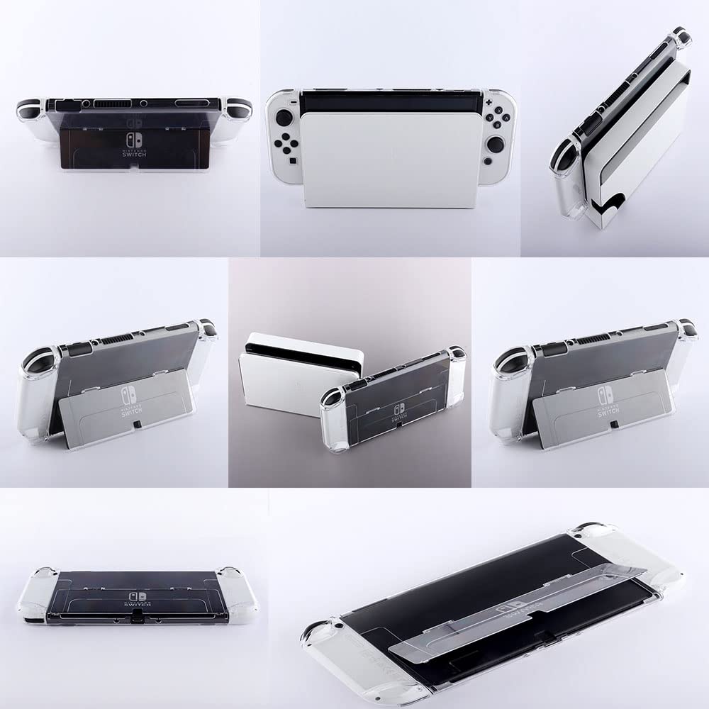 GSRYPC Protective Case Cover for Nintendo Switch OLED 2021 - Crystal Clear, 5 in 1 Joy-Con Controller Compatible