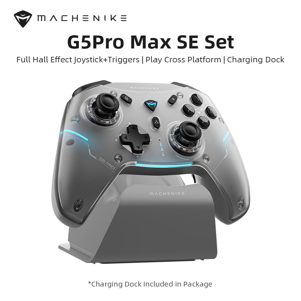 Machenike G5PRO Max SE 1000HZ Wireless Gaming Controller for NS/PC/iOS/Android with Charging Dock PC Controller Hall Effect Joystick&Triggers/Gyroscope RGB Backlight