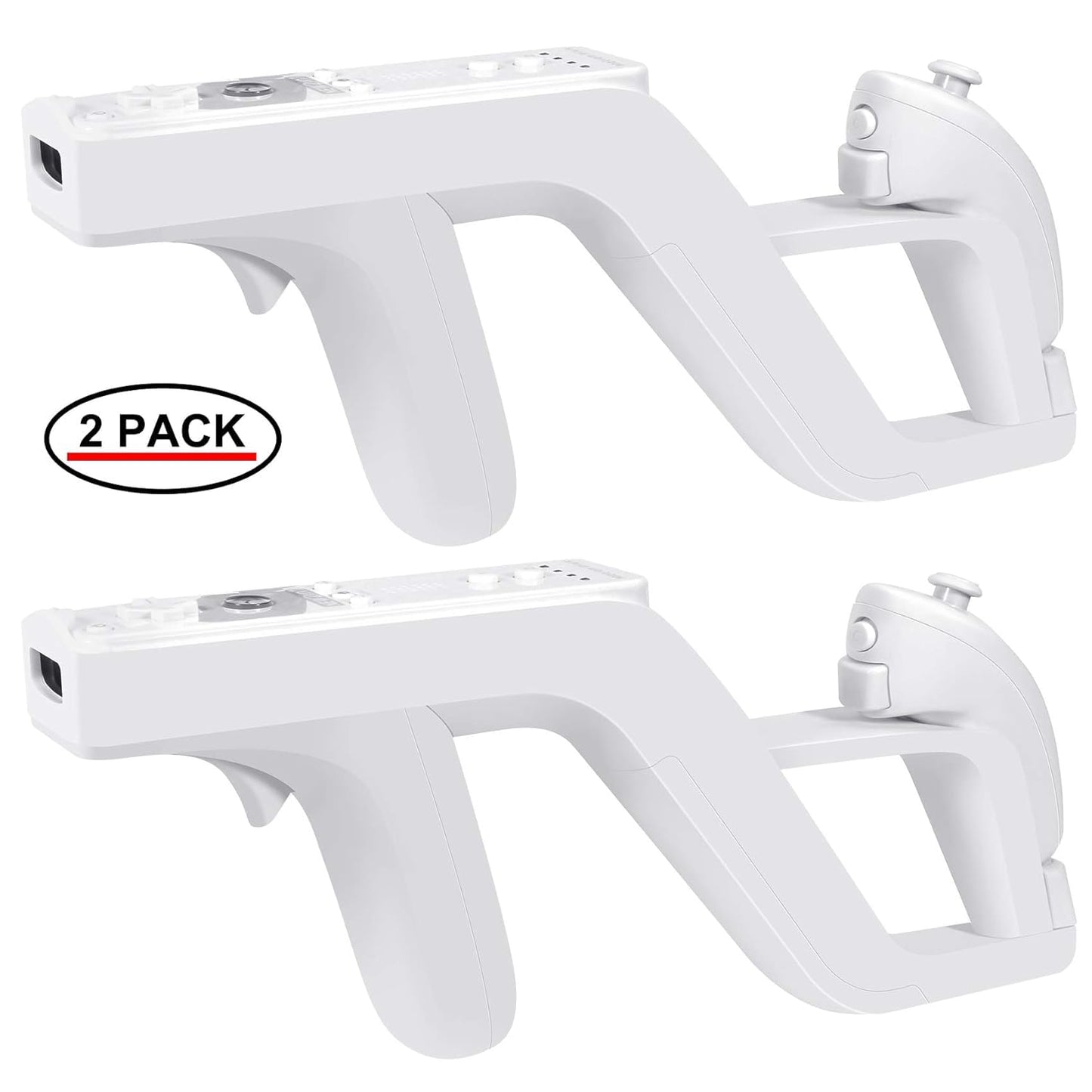 EuroBird Shooting Game Wii u Zapper tool Grip-suitable for Wii Nunchuk Wireless Remote Controller (White Set of 2)& Hunting toy blaster for Wii Accessories