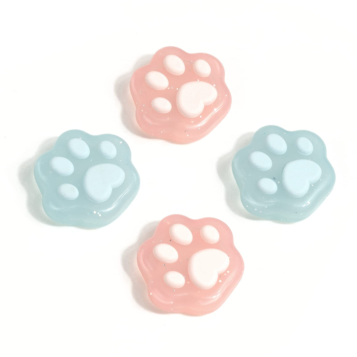GeekShare Cat Paw Shape Thumb Grip Caps Soft Silicone Joystick Cover Compatible with Switch/OLED/Switch Lite 4PCS (Glitter)